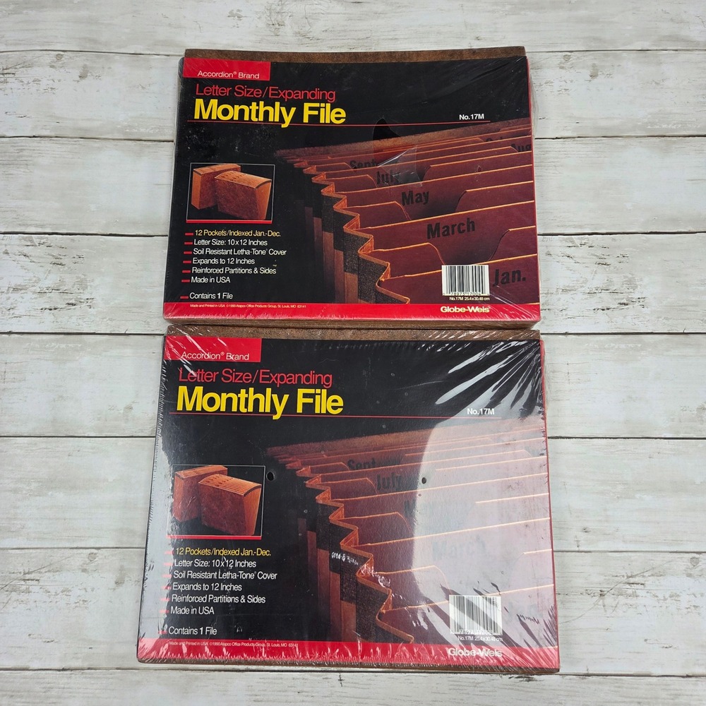Expanding‎ Monthly File 2pk Brown No. 17M Letter Size 12 Pocket Globe-Weis
